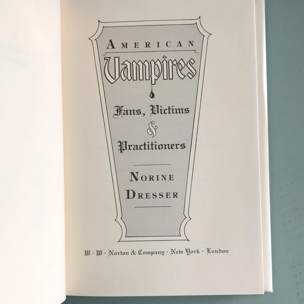 HC American Vampires Horror Nonfiction Book 1989 Norine Dresser Library